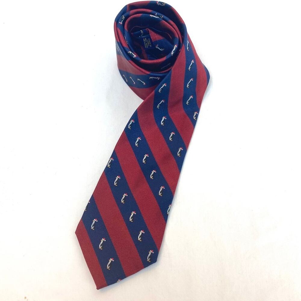 Club Room Silk Tie Penguin Santa Hat Christmas